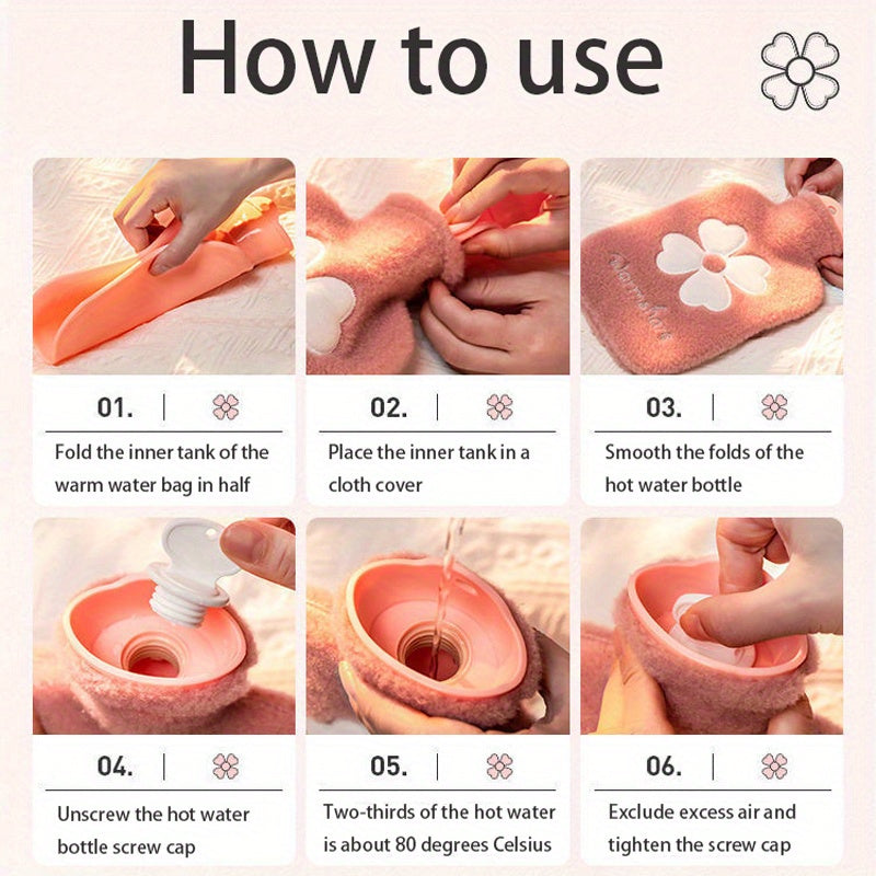 Bolsa de Agua Caliente con Funda Suave, 500/1000 ml, Cálida y Duradera