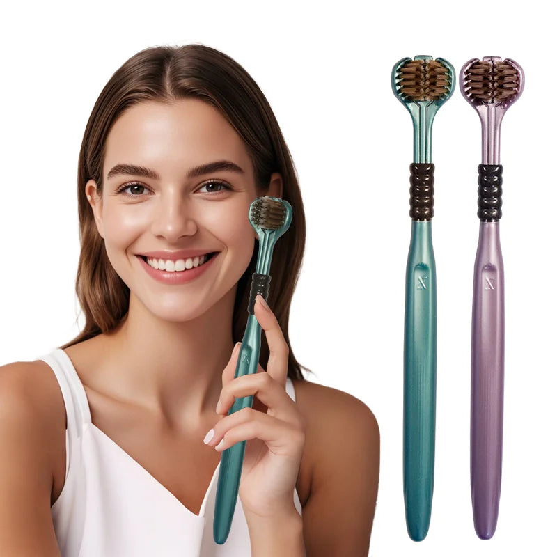 Cepillos de Dientes Adultos 3 Lados con Raspador de Lengua