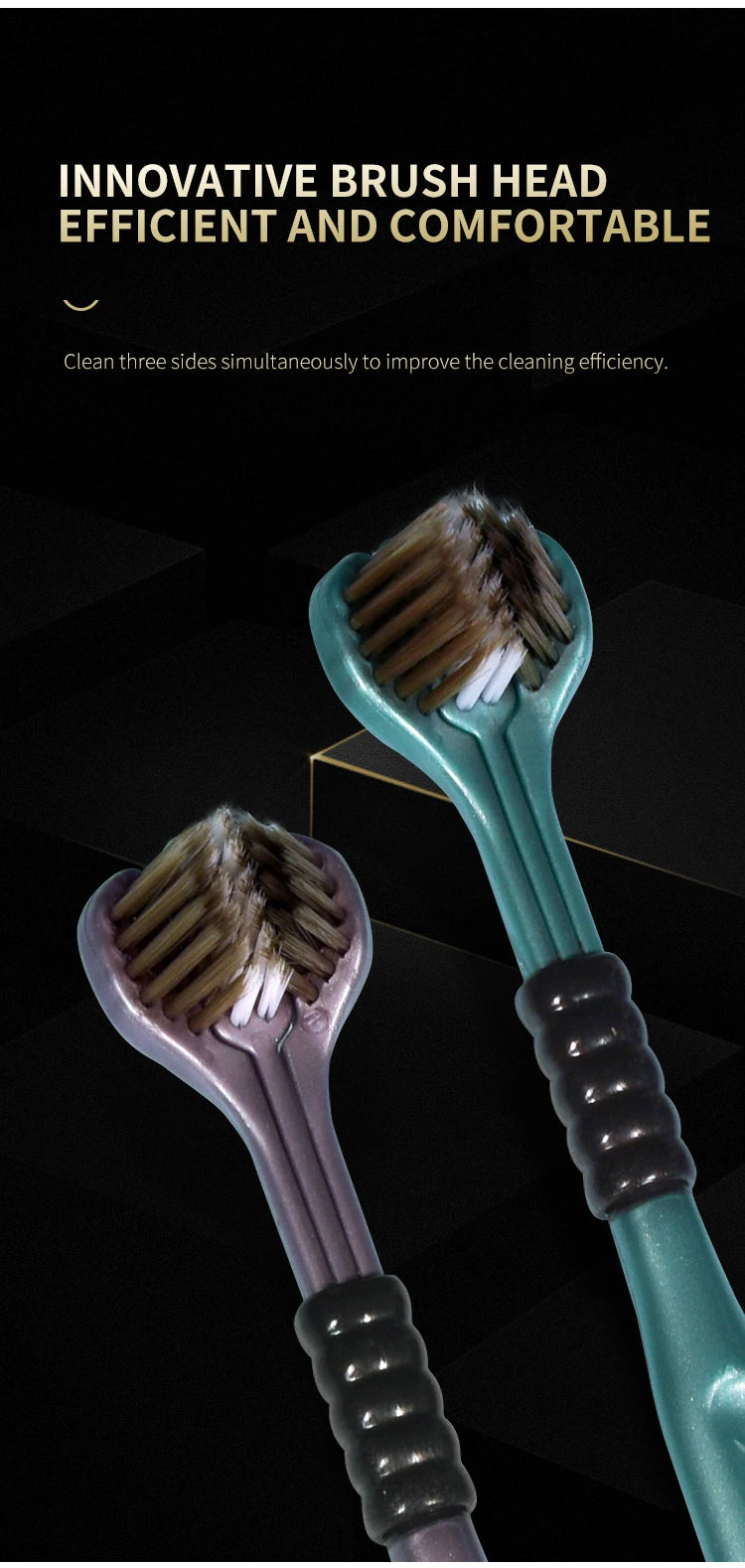 Cepillos de Dientes Adultos 3 Lados con Raspador de Lengua