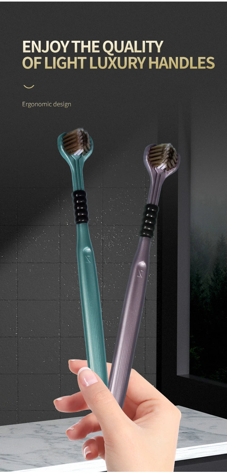 Cepillos de Dientes Adultos 3 Lados con Raspador de Lengua