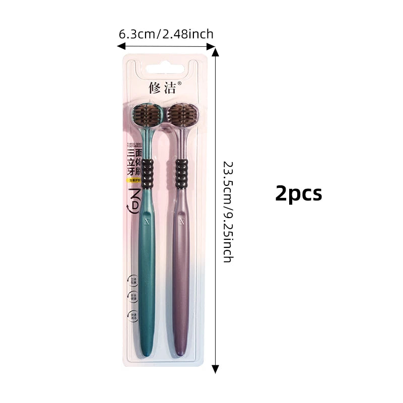 Cepillos de Dientes Adultos 3 Lados con Raspador de Lengua