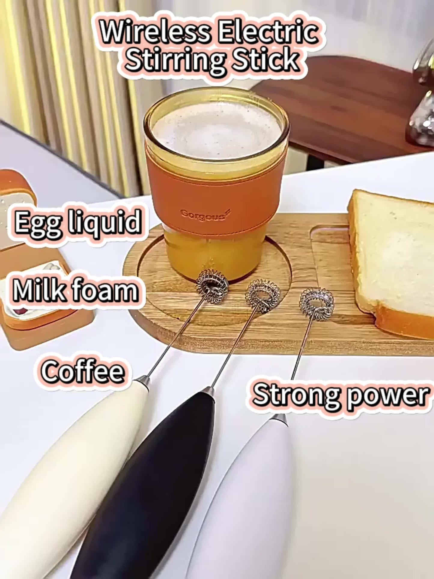 Batidor Eléctrico Mini de Mano para Espuma y Crema